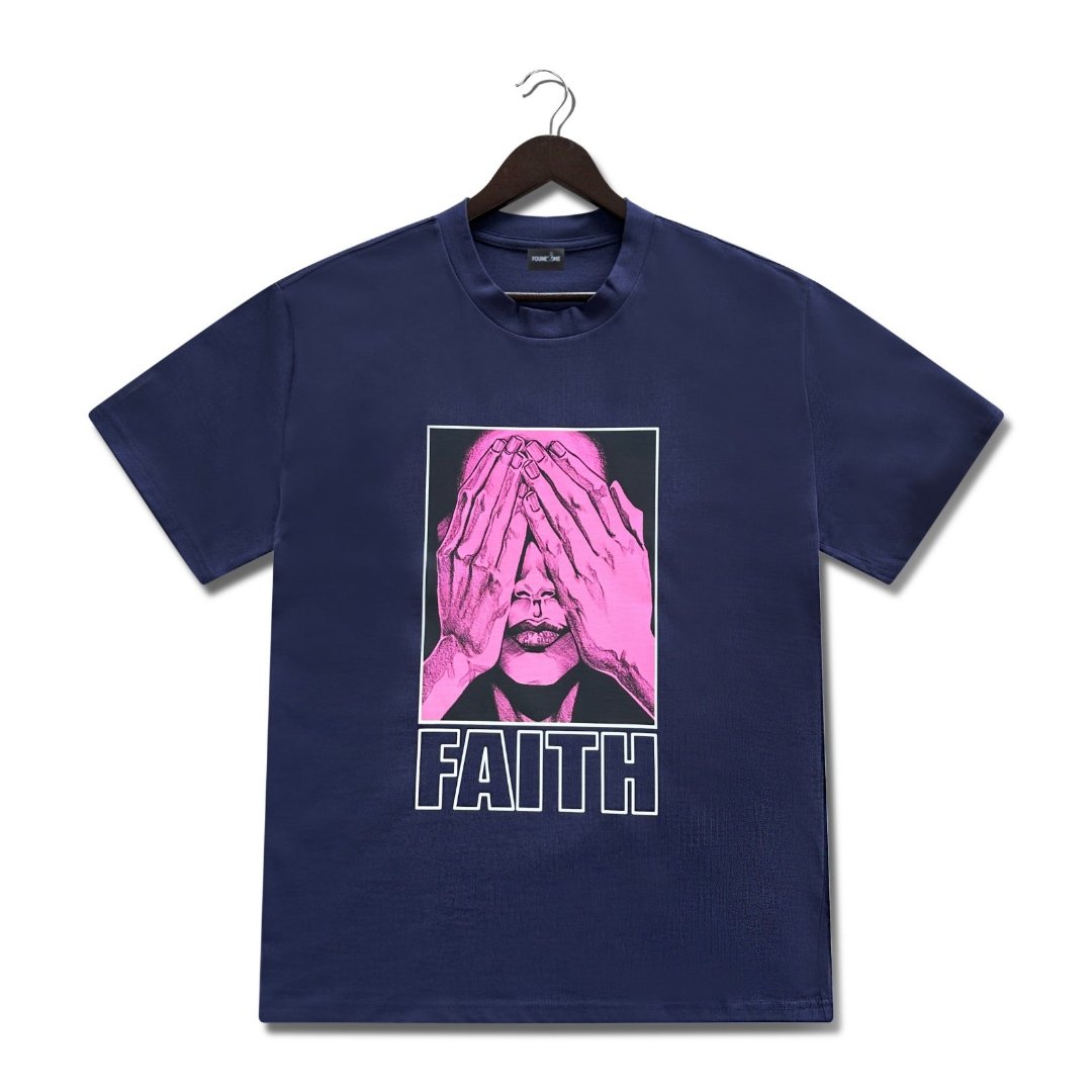 Faith skate T-shirt midnight blue and pink